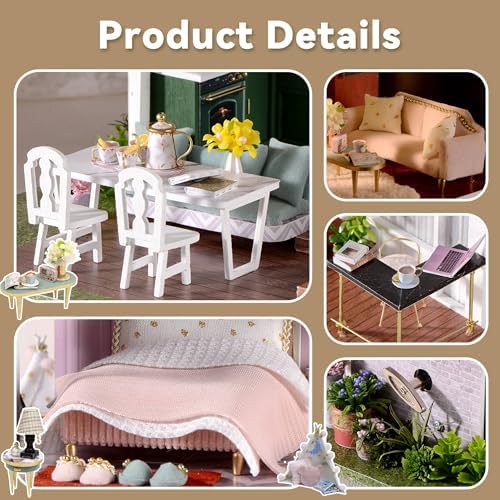 Flever Dollhouse Miniature DIY House Kit Manual Creative with Furniture for Romantic Artwork Gift (Perfect Time Apartment)