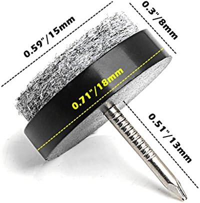 40pcs Furniture Felt Pad Heavy Duty Nail-on Chiar Slider Glide Pad Floor Protector for Wooden Furniture Chair Tables Leg Feet(Φ20mm or 0.8";Black)