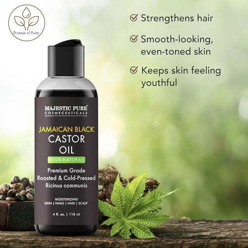 Majestic Pure Jamaican Black Castor Oil, 100% Natural Oil - 16 Fl Oz