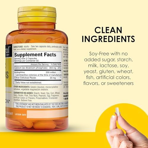 MASON NATURAL Probiotic Acidophilus, 150 Day Supply, Supports Regularity and Normal Digestion with Pectin & Calcium, 100 Capsules (Pack of 3)