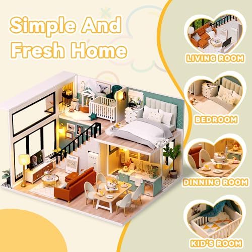 Flever Dollhouse Miniature DIY House Kit Creative Room with Loft Apartment Scene for Romantic Artwork Gift (Tranquil Life)