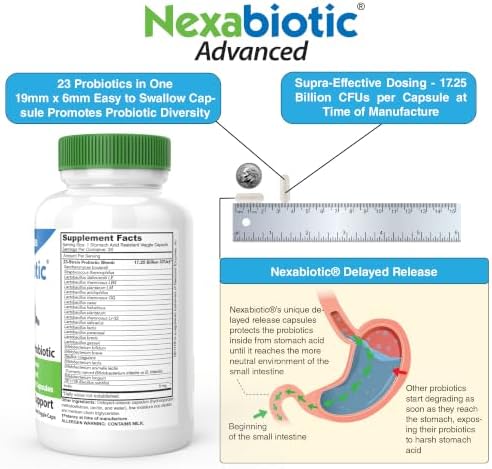 DrFormulas' Best Probiotics for Women & Men | Nexabiotic Multi Probiotic with Saccharomyces Boulardii, Lactobacillus Acidophilus, B. infantis, Prebiotic 60 Count Capsules (Not Pearls)