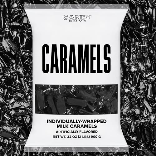 Candy Envy - Individually Wrapped Caramels - Black Wrapper - 2 Pound Bulk Black Candy