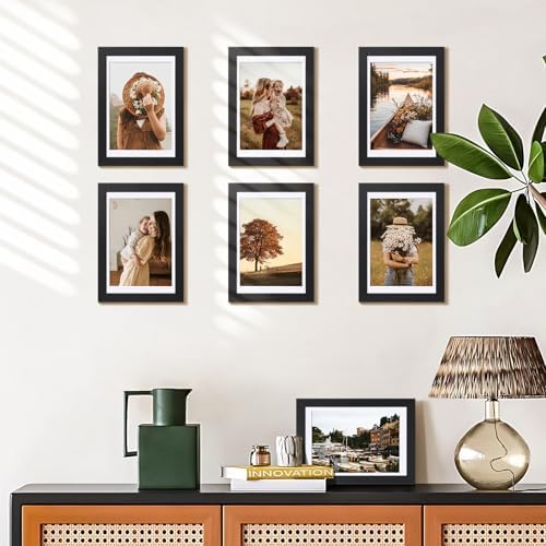 HappyHapi 8x10 Picture Frame Set of 6, Wall or Tabletop Display, White