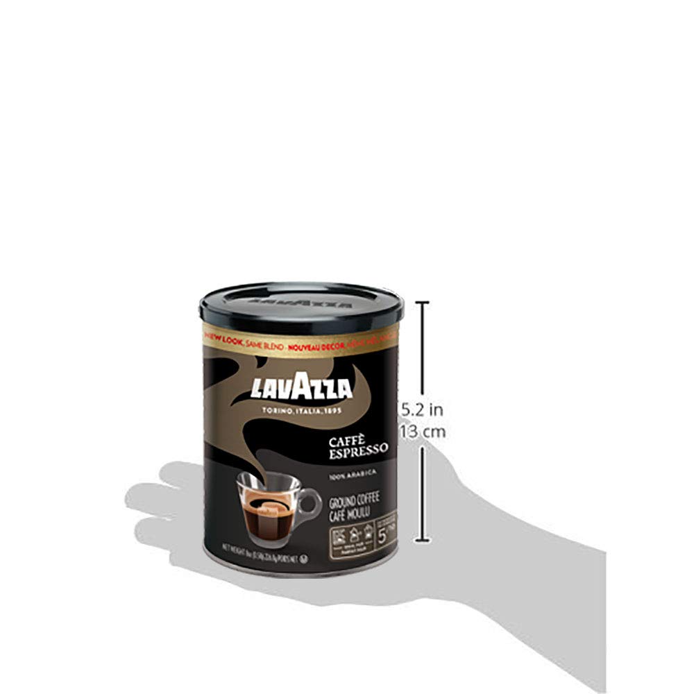 Lavazza Espresso Ground Coffee, Medium Roast, 100% Arabica, 8 oz Tin (Pack of 4)