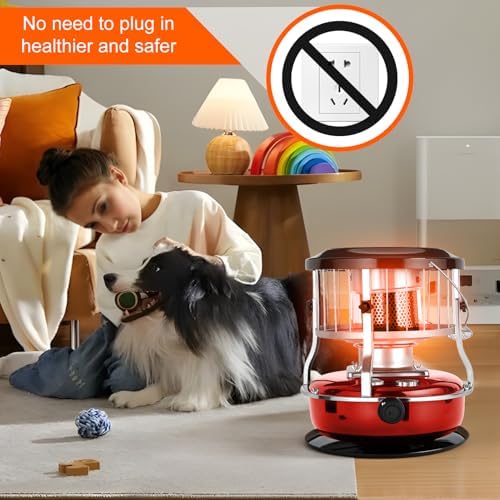 Kerosene Heater - 9000 BTU 2-in-1 Indoor Kerosene Stove, 4.5L Fuel Capacity Portable Outdoor Heater with 21H Burn Time for Camping, Emergency, Garage