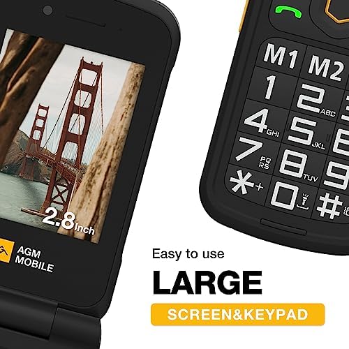 AGM M8 Rugged Basic Flip Phone, 4G Feature Cell Phone, Simple Mobile Phones, Waterproof | Drop-Proof, SOS Side Key, Speed Dial, 104dB Powerful Speaker