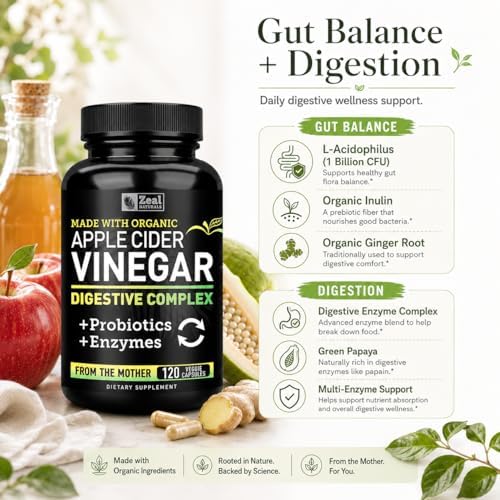 Zeal Organic Apple Cider Vinegar Capsules + Digestive Complex | GLP-1 Support