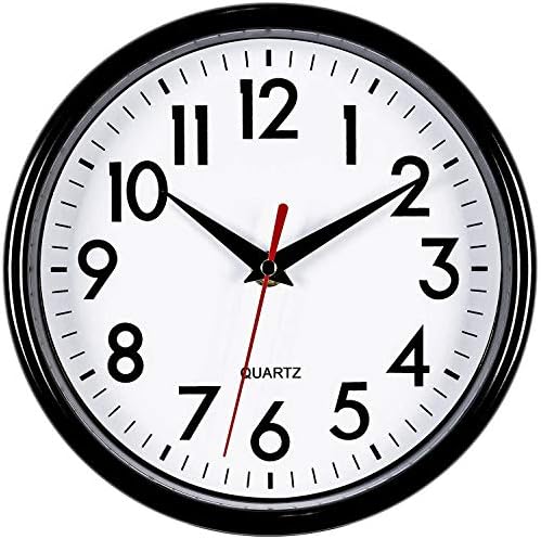 Bernhard Products Silver Wall Clock 8" Silent Non-Ticking Quality Quartz Battery Operated Clock for Home Kitchen Bedroom Bathroom Classroom Nursery