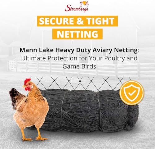 Stromberg’s 2” Mesh Heavy Duty Knotted Aviary Netting, UV Resistant Polyethylene Fiber for Game Birds, Pheasants & Poultry, 85 Lbs Break Strength Durable Against Weather and Predators, Size 25' x 50'