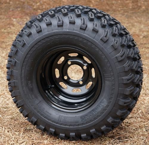 10" Black Steel Golf Cart Wheels and 22"x11"-10" All Terrain Golf Cart Tires - Set of 4