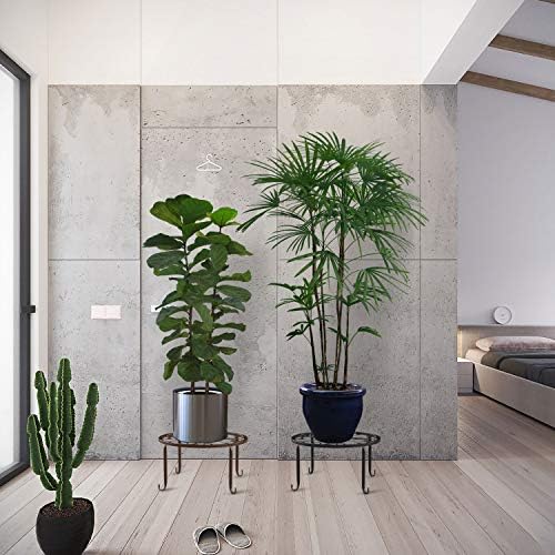 Lewondr 3 Pack Potted Plant Stand | Rustproof Round Flowerpot Plant Holder Container Durable Metal Garden Plant Support for Indoor Outdoor, Black