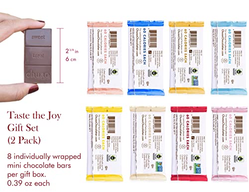 Chuao Chocolatier Taste the Joy Mini Gourmet Chocolate Bar Gift Box | Milk and Dark Chocolate Variety Sampler |16 Mini Bars (0.39 oz each)