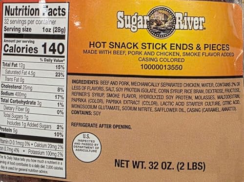 Sugar River Meat Snack Links Sticks Ends & Pieces, 2lbs (Original Snack Stick, NOT vacuum sealed)