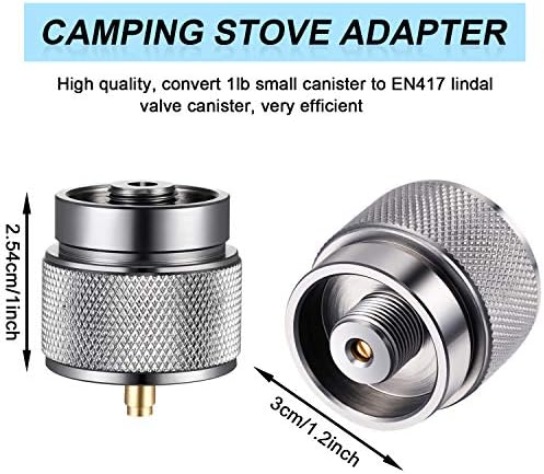 Hotop 2 Pcs Camping Stove Adapter, 1 Lb Propane to EN417 Lindal Valve