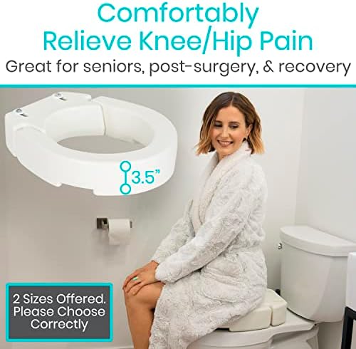 Vive Raised Toilet Seat - 5" Portable, Elevated Toilet Seat Riser | Extender - Elongated and Standard Fit Commode Lifter - Bathroom Safety Extender Assists Disabled, Elderly, Seniors