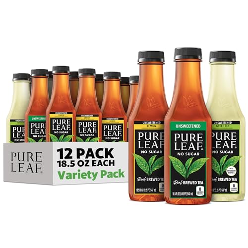 Pure Leaf Iced Tea, Unsweetened Green Tea, 18.5 fl Oz Bottles (Pack of 12)