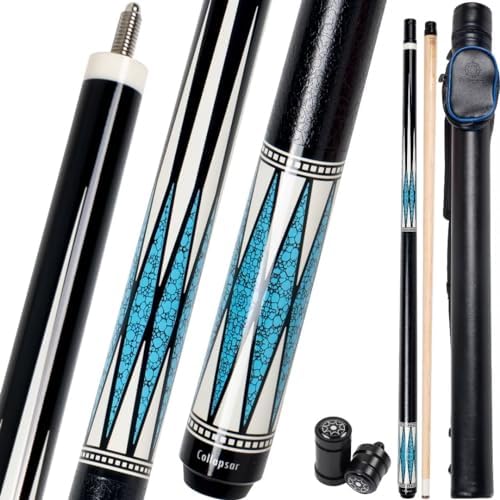 Collapsar CA Pool Stick with 1X1 Hard Case 58" Billiard Cue Stick | Canadian Maple Shaft with 13mm Cue Tip,19-21 oz Professional Pool Cue Set