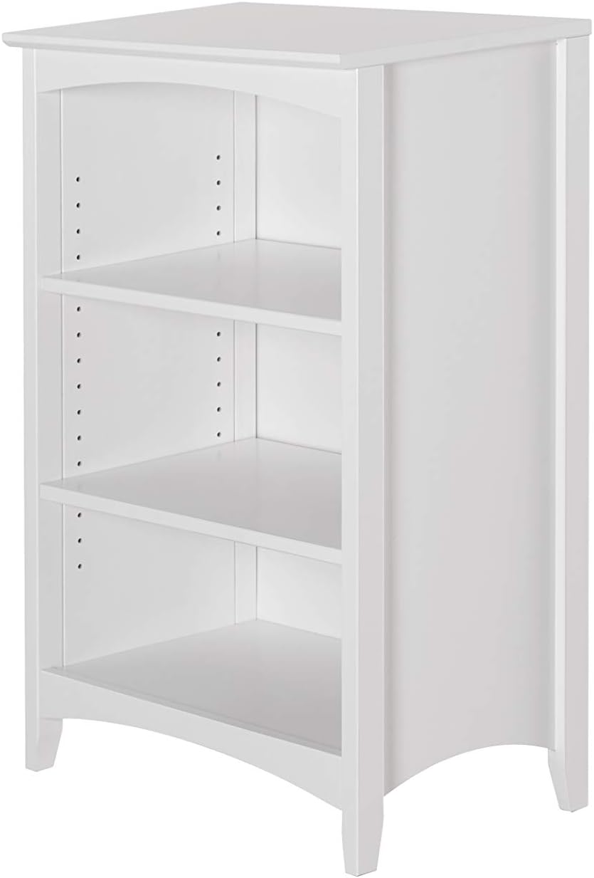 Shaker Style 3 Shelf Bookcase / Solid Wood / 36" High / Adjustable Shelving / Closed Back / Display Bookshelf for Living Room, Bedroom, Home and Office, White