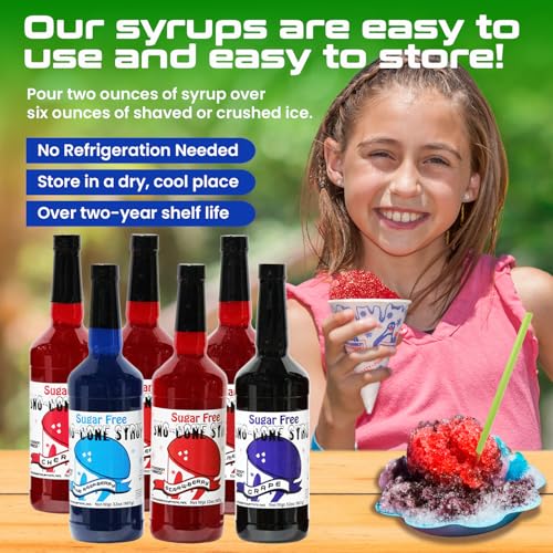 Sugar-Free-Sno-Cone Syrup 32oz Six pack- (Choose Your Own)
