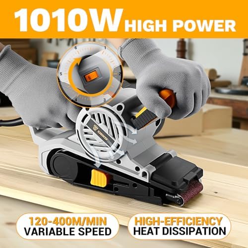 Belt Sander Corded: DEKOPRO 8.4A Belt Sander Handheld with Dust Bag & 2 Metal C Clamps