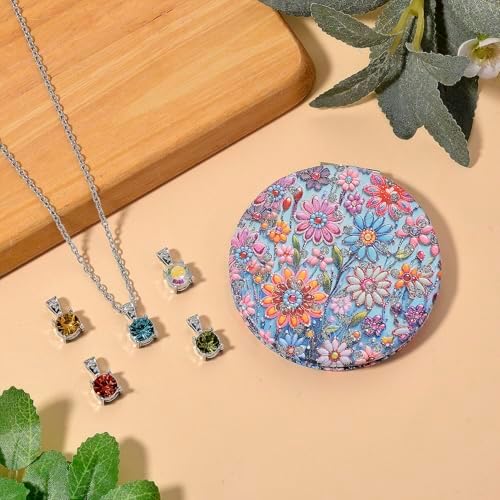 Multi Color Crystal 4pcs 1pc Mirror Pendant Necklace 20"in Silvertone