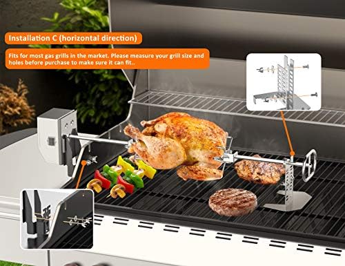 onlyfire Stainless Steel Grill Rotisserie Kit for Most Gas Grills