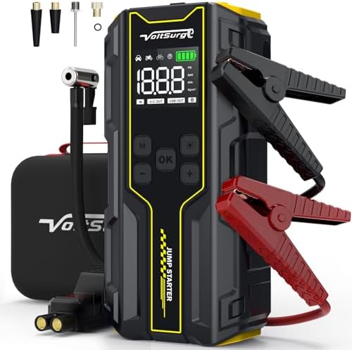 Car Jump Starter with Air Compressor, VoltSurge 6000A Peak 12V Battery Jumper Starter Portable Booster Pack
