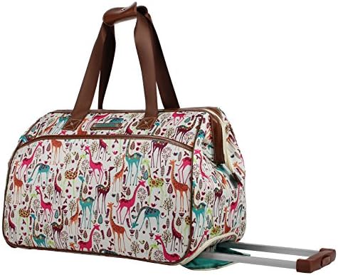 Lily Bloom Pattern 22 Inch Duffel Bag with 2-Rolling Wheels, Weekender Overnight Travel Lightweight Carry-On Suitcase For Women