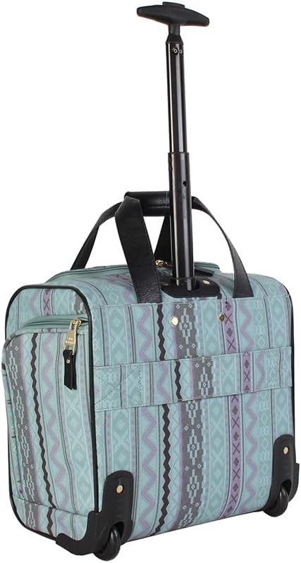 Steve Madden Designer 15 Inch Carry on Suitcase- Small Weekender Overnight Business Travel Luggage- Lightweight 2- Rolling Spinner Wheels Under Seat Bag for Women(Legends Teal)