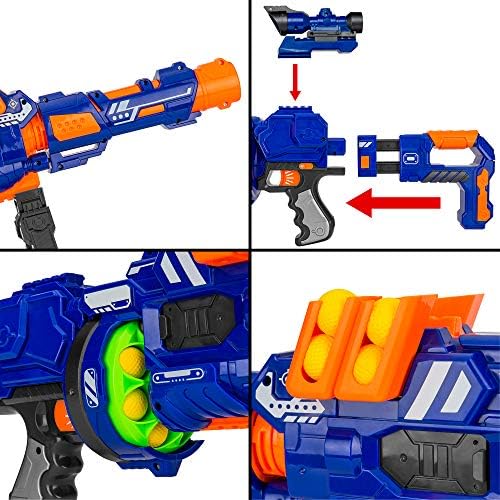 Best Choice Products Electric Customizable Soft Foam Ball Long-Distance Blaster Toy w/Barrel Extension, 12 Foam Balls, Foldable Bipod
