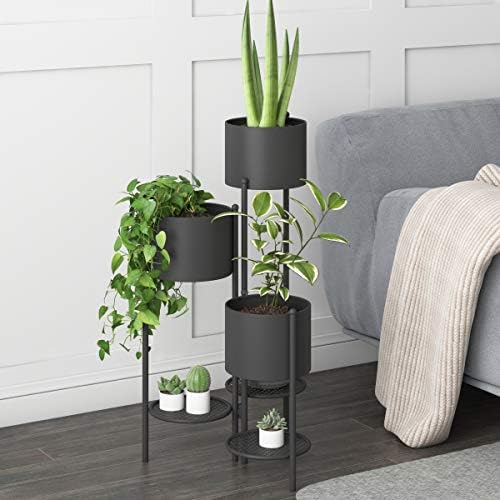 Metal Plant Stand, 6 Tier 6 Potted Indoor Gold Flower Pot Stand Holder Shelf, Foldable Decorative Display Rack for Multiple Potted Plants