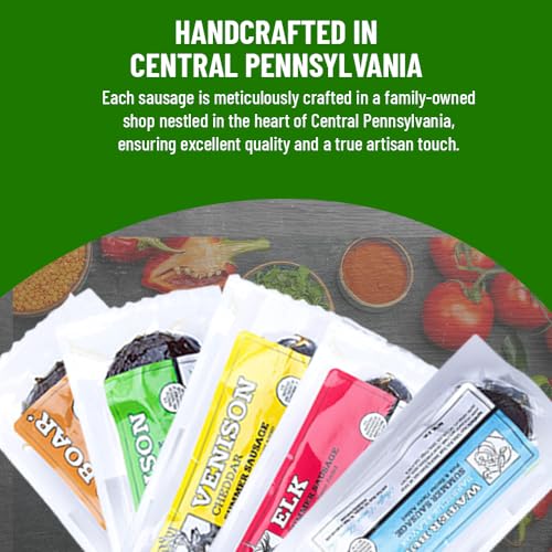 Game Summer Sausage Gift Pack (Venison, Cheddar, Elk, Elk Cheddar, Wild Boar, Venison Jalapeno Cheddar) (6- six ounce Chubs)