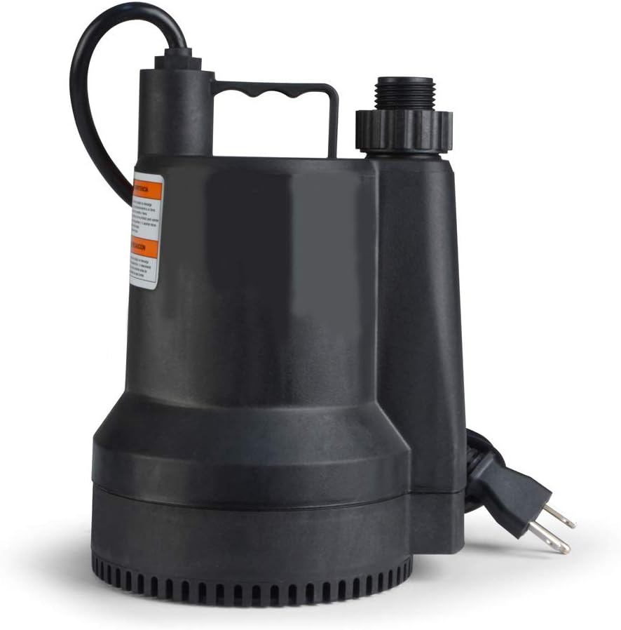 ECO-FLO Products SUP55 Manual Submersible Utility Pump, 1/4 HP, 1,980 GPH
