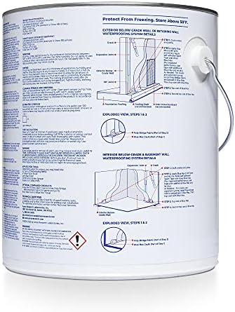 Ames Research Laboratories BMX5RG Blue MAX Waterproofer, Regular Use in Interior & Below-Grade Exterior Concrete Sealer and More. Liquid Rubber, 5 Gallon (Pack of 1), 640 Fl Oz | Ideal for waterproofing above & below grade foundations, basements, roofs,…
