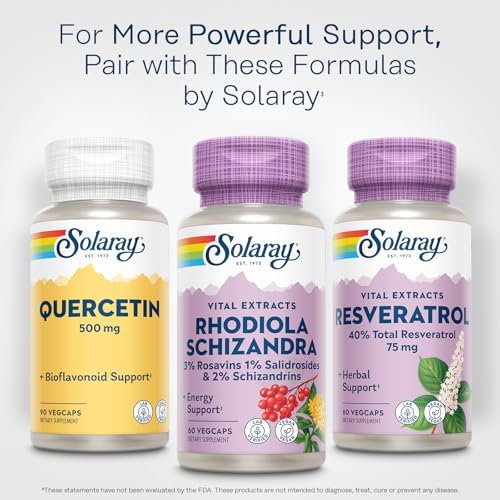 SOLARAY Rhodiola Schizandra - Rhodiola Rosea Extract - Energy Support and Occasional Stress Relief Supplement - Vegan, Lab Verified