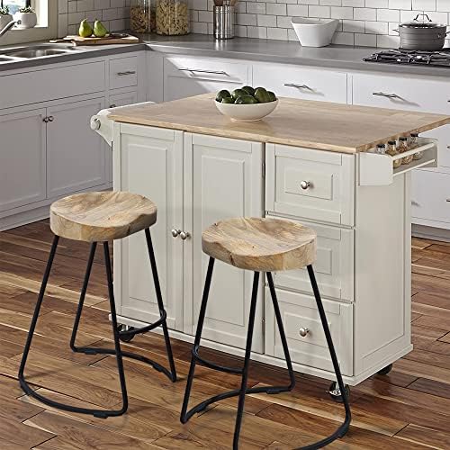 The Urban Port 24 Inch Wooden Saddle Seat Barstool