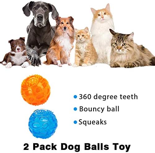 ACEONE Dog Squeaky Ball, Pet Squeak Chew Bouncy Rubber Toy Balls for Small Medium Dogs Indestructible Exercise Training Playing (3 Balls)