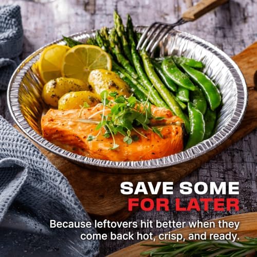 NoCry Premium Disposable Pie Pans 9 Inch (50 Pack) — Foil Aluminum Tins with Curl Lip for Baking Delicious Tarts or Crispy Pastry Crusts —