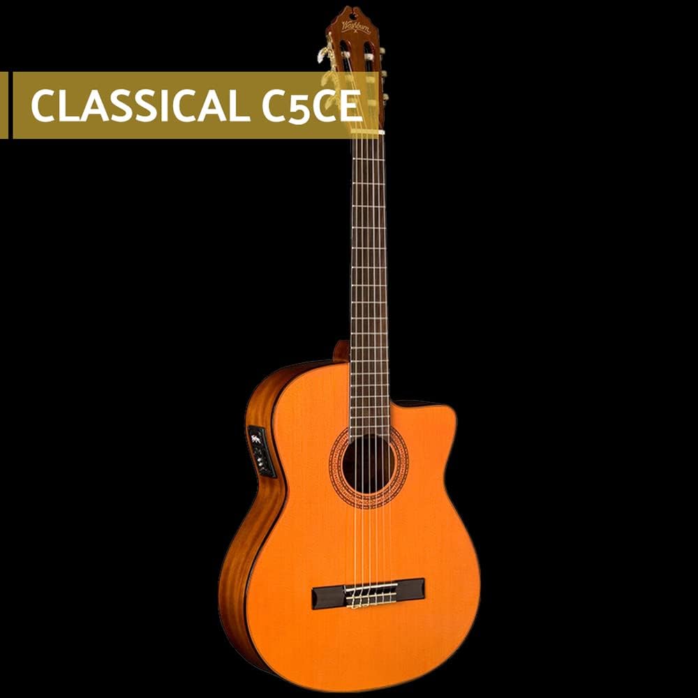 Washburn Classical C5CE Cutaway , Acoustic Electric Guitar | Nylon strings; Spruce top; Classical body; Onboard electronics