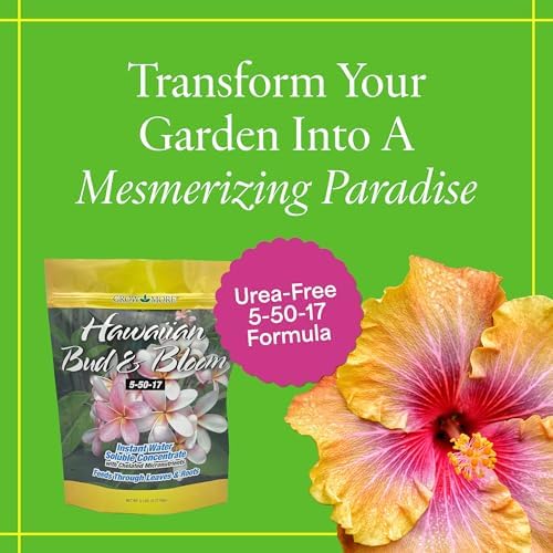 Grow More Urea-Free Hawaiian Bud and Bloom 5-50-17 Fertilizer - 1.5lbs of Water Soluble Bloom Booster Fertilizer for Flowers - High Phosphorus Flower Food for Enhanced Bud Formation & Vigorous Blooms