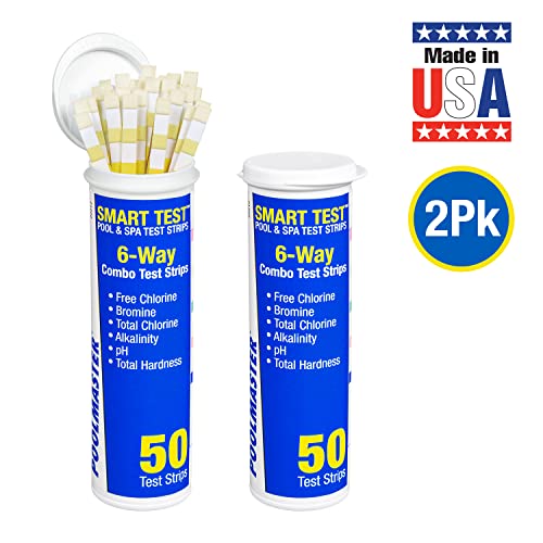 Poolmaster 22212 Smart Test 6-Way Swimming Pool and Spa Water Chemistry Test Strips, 50 count,White