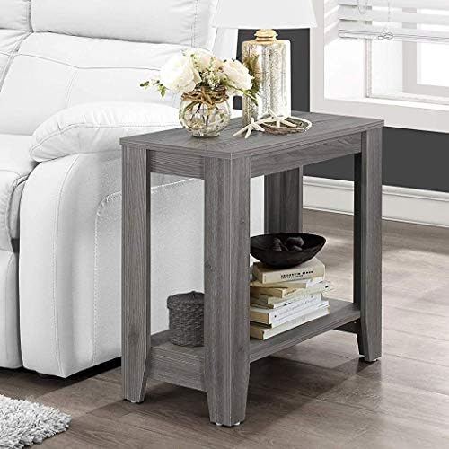 Monarch Specialties I Accent End Side-Lamp Table with Shelf, 24" x 12" x 22", Cappuccino