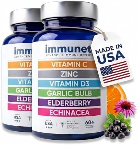 Immuneti Advanced Immune Support – Doctor Formulated 6-in-1 Daily Immunity Supplement – Made in USA – With Vitamin C, D3, Zinc, Elderberry