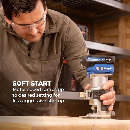 Kreg 20V Ionic Drive 1/4 Inch Trim Router - Cordless 20V for Woodworking - Micro-Adjustment Trim Tool - Dual LED Lights - Precise Electric Handheld