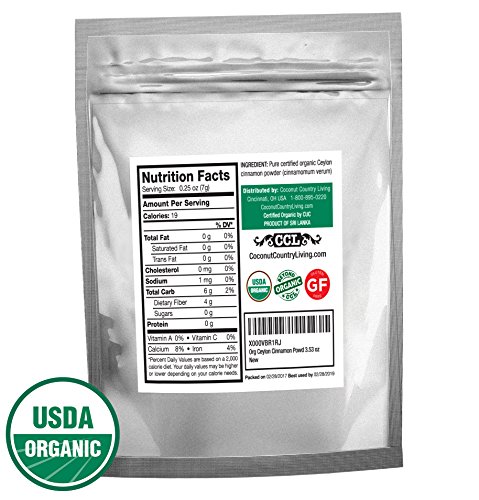 Organic Ceylon Cinnamon Powder 1 lb - True Ground Sri Lanka Spice, Raw | Low Coumarin, USDA Certified, Non-GMO, Gluten Free, Additive Free, for Baking, Cooking, Coffee and Tea, Resealable Pouch