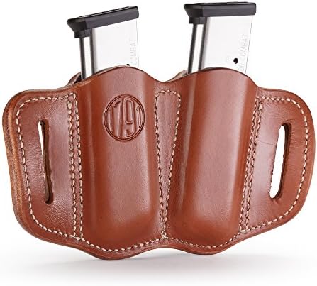 1791 Gunleather Double Mag Pouch, Single Stack 9mm, 40, 45 Magazine Holder | Double magazine pouch fits most 1911 single stack mags, handcrafted with 100% American steerhide leather