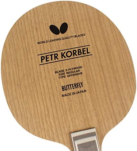 Butterfly Petr Korbel Table Tennis Blade - 5-ply All-Wood Blade - Professional Butterfly Table Tennis Blade - Available in FL and ST Shakehand Handle Styles - Made in Japan