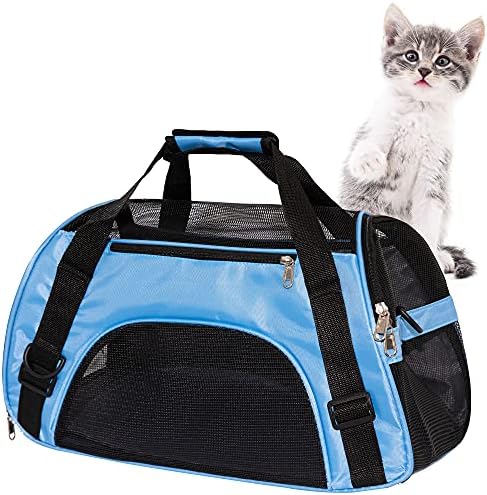 MuchL Cat Carrier for Cats Soft-Sided Travel Pat Carrier for Cat with Wooden Padding Board Airline Approved Lightweight Comfortable Cat Bag for