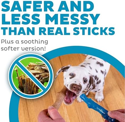 Outward Hound Puppy 2-Pack Dog Chew Toys – Real-Wood Blend Dogwood & Chewy TPE, Moderate Chewers, Small, 5.3"